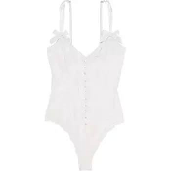 Victoria's Secret ОЧЕНЬ СЕКСУАЛЬНЫЙ/VS Архивы Розовый кружевной треугольный комбинезон с тедди/CW женский кокосово-белый