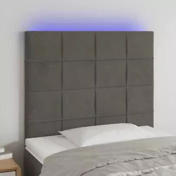 VidaXL LED изголовье темно-серое 100x5x118/128 см бархат, серый