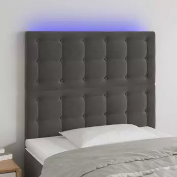 VidaXL LED изголовье темно-серое 100x5x118/128 см бархат, серый