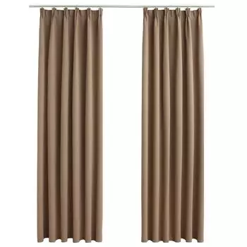 VidaXL Плотные шторы с крючками 2 шт. Серо-коричневый 140х245см.