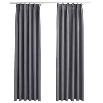VidaXL Плотные шторы с крючками 2 шт. Серые 140х245см.