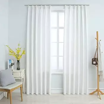 VidaXL Плотные шторы с крючками 2 шт. Серо-белые 140x245 см - Шторы - Шторы - Шторы с металлическими люверсами - Шторы с металлическими люверсами, белый