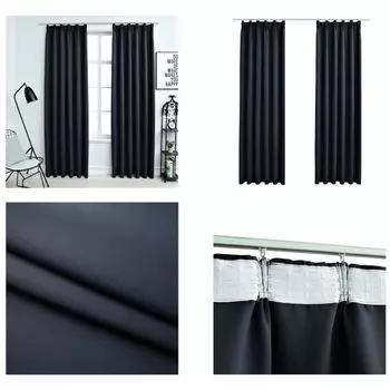 VidaXL плотные шторы с крючками 2 шт. антрацит 140х225см - шторы - шторы - шторы с металлическими люверсами - шторы с металлическими люверсами, серый