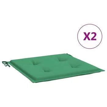 VidaXL Подушки на садовый стул 2 шт. Зеленый 50х50х3 см. Ткань Оксфорд.