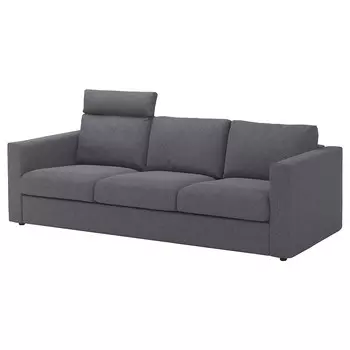 ВИМЛЕ 3-местный диван с подголовником/Гуннаред средний серый VIMLE IKEA