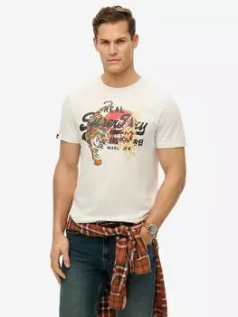 Винтажная футболка с логотипом из органического хлопка Superdry, цвет Bone White