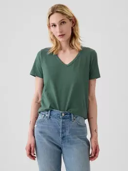 Винтажная хлопковая футболка Gap, зеленый