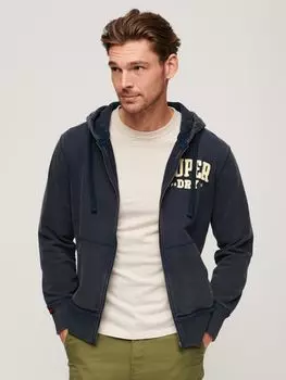 Винтажная спортивная толстовка на молнии Superdry, рич флот