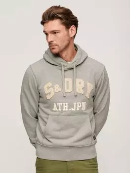 Винтажная спортивная толстовка с капюшоном Superdry, светло-серый