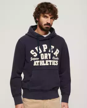 Винтажная спортивная толстовка с капюшоном Superdry, темно-синий