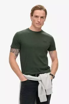 Винтажная вышитая футболка Superdry, зеленый