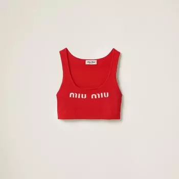 Вискозный топ Miu Miu, красный