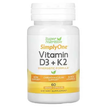Витамин D3 и K2 Super Nutrition, 60 капсул