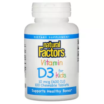 Витамин D3 Natural Factors клубничный, 100 таблеток