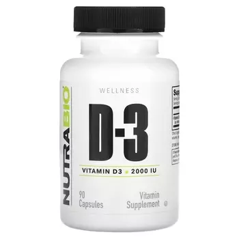 Витамин D-3 NutraBio, 90 капсул