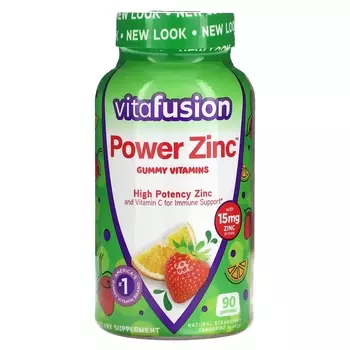 Витамины цинковые VitaFusion Power натуральная клубника и мандарин, 90 жевательных таблеток