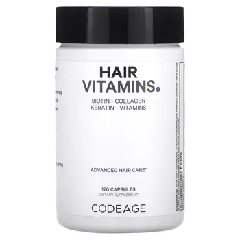 Витамины, для волос, биотин, коллаген, кератин Codeage Hair Vitamins , 120 капсул