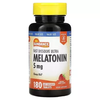 Витамины ультрамелатонин Sundance Vitamins натуральные ягоды, 180 таблеток