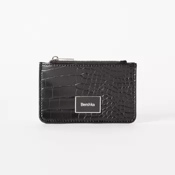 Визитница Bershka Textured Card Holder, черный