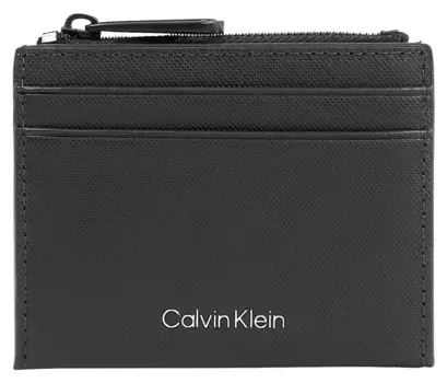 Визитница Calvin Klein "CK MUST 10CC CARDHOLDER W/ZIP", классический дизайн с простой надписью бренда, цвет Ck Black Pique