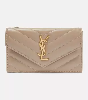 Визитница cassandre из кожи матлассе Saint Laurent, бежевый