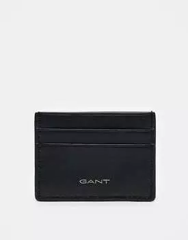 Визитница GANT черная кожаная с логотипом