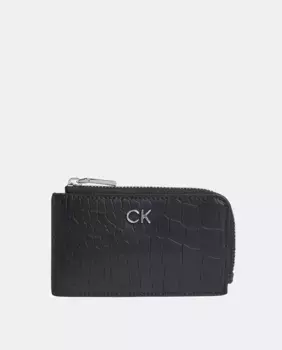 Визитница из кожи крокодила на цепочке Calvin Klein, черный