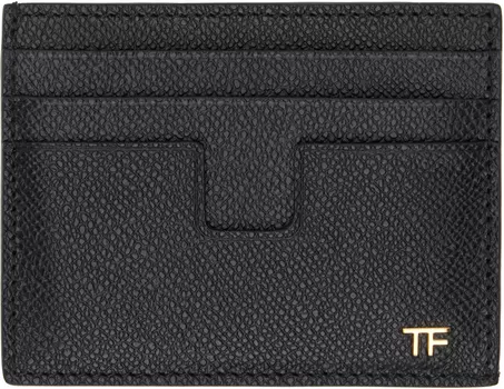 Визитница из мелкозернистой кожи TOM FORD, черный