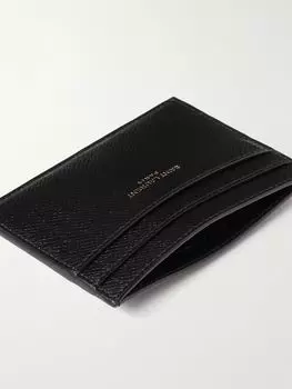 Визитница из переработанной кожи с поперечным зернением и логотипом SAINT LAURENT, черный