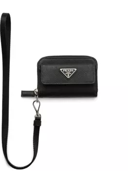 Визитница из сафьяновой кожи Prada, черный