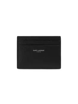 Визитница из зернистой кожи Saint Laurent, черный