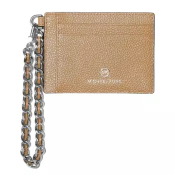 Визитница Michael Michael Kors Small Pebbled Leather Chain, бежевый