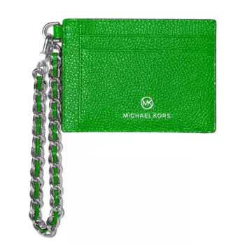 Визитница Michael Michael Kors Small Pebbled Leather Chain, зеленый