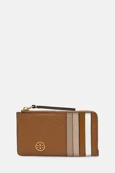 Визитница Robinson из шагреневой кожи Tory Burch, коричневый