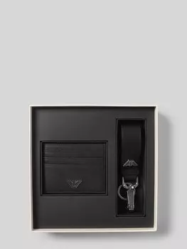 Визитница с кольцом для ключей Emporio Armani, черный