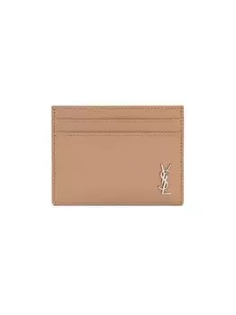 Визитница Tiny Cassandre из зерненой кожи Saint Laurent, серый