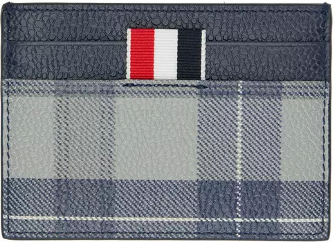 Визитница в серый тартан Thom Browne