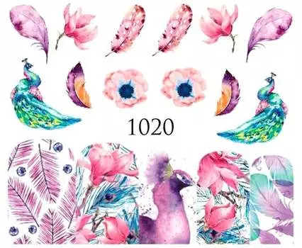 Водные наклейки для ногтей - №1020, Raisin