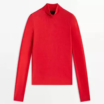 Водолазка Massimo Dutti Semi-sheer, красный