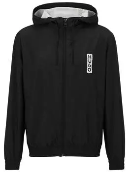 Водоотталкивающая куртка с капюшоном Hugo Vertical Logo, черный