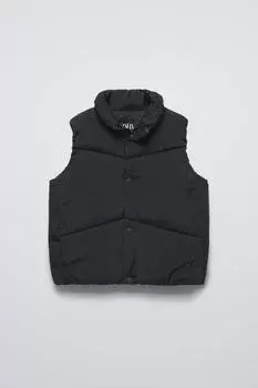 Водоотталкивающий пуховик жилет ZARA, черный