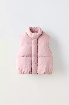 Водоотталкивающий пуховик жилет ZARA, розовый