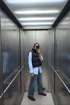 Водоотталкивающий ветрозащитный пуховик ZARA, черный