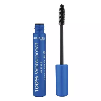 Водостойкая тушь Rimmel 100 % Waterproof, оттенок 001 Black Black 8 мл
