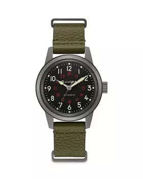 Военные часы Bulova, 38 мм, зеленый