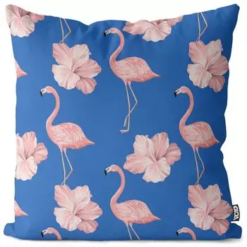 VOID Flamingos Летний чехол для подушки из гибискуса Полиэстер Водонепроницаемая подушка для улицы и дома Размер: 60 x 60 см
