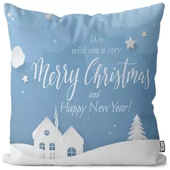 VOID Merry Christmas Snow Чехол на подушку из полиэстера Водонепроницаемая подушка для улицы и дома Размер: 60 x 60 см