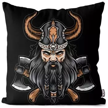 VOID Nordic Warrior Viking Чехол на подушку Полиэстер Водонепроницаемая подушка для улицы и дома Размер: 60 x 60 см