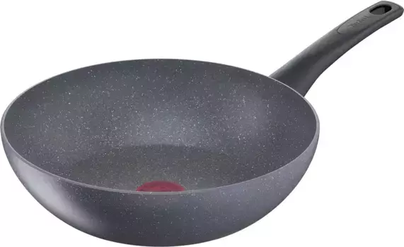 Вок Tefal "Healthy Chef", алюминий, (1 шт.), уплотнение Mineralia+, термосигнал, 28 см, индукция 28 см + высота 10,5 см, серый