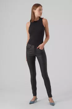 Вощеные брюки Vero Moda, черный